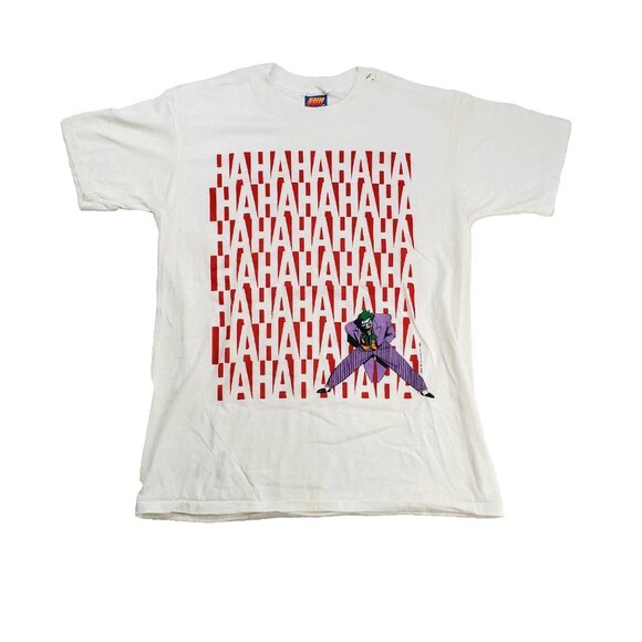 VTG 80s Batman Joker HaHa Graphic Art Print Comic Movie 1989 Promo T Shirt L